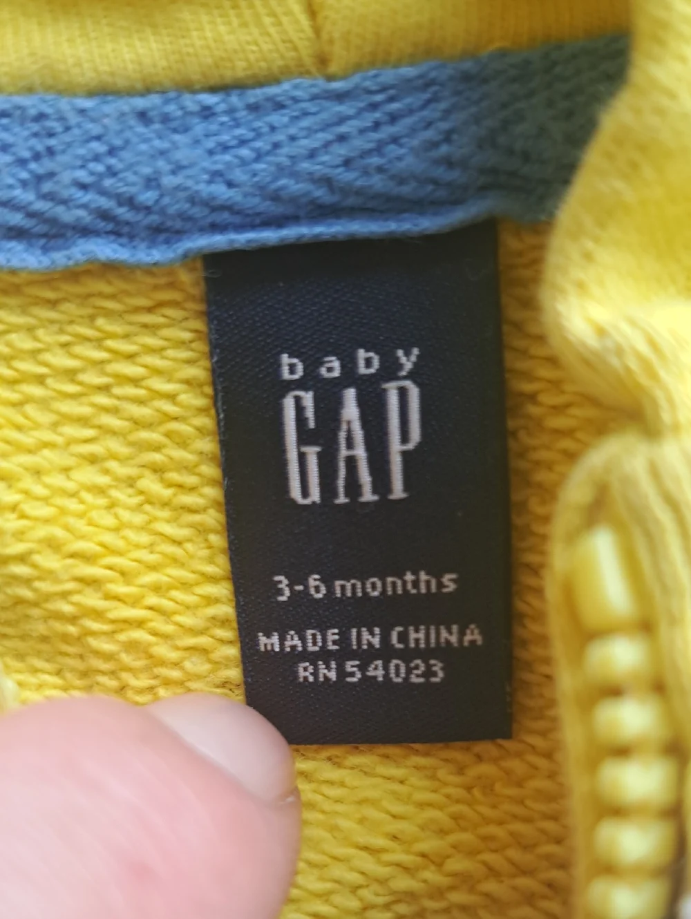 Baby GAP Logo Zip Hoodie Yellow 3-6 Months 100% Cotton Causal Comfy